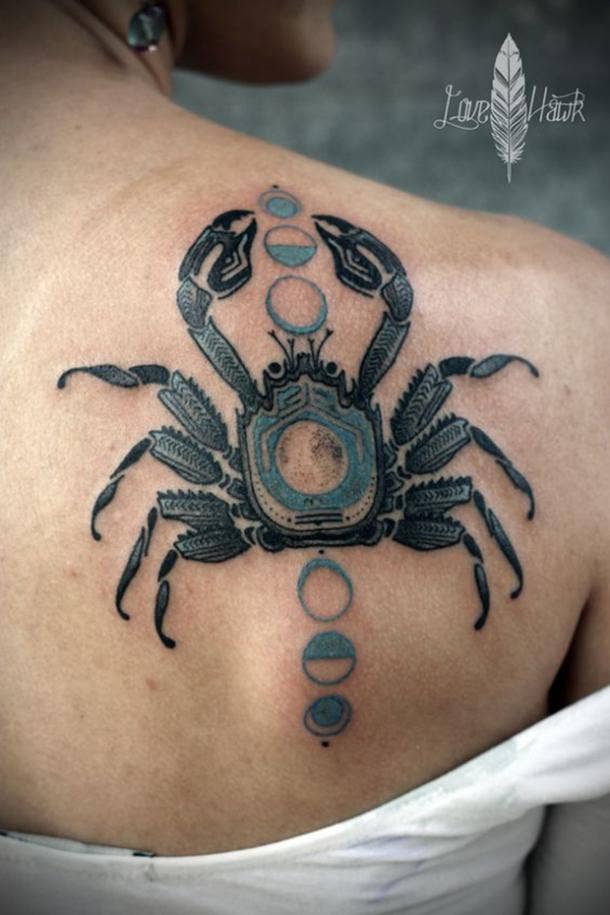 Cancer woman zodiac sign tattoo